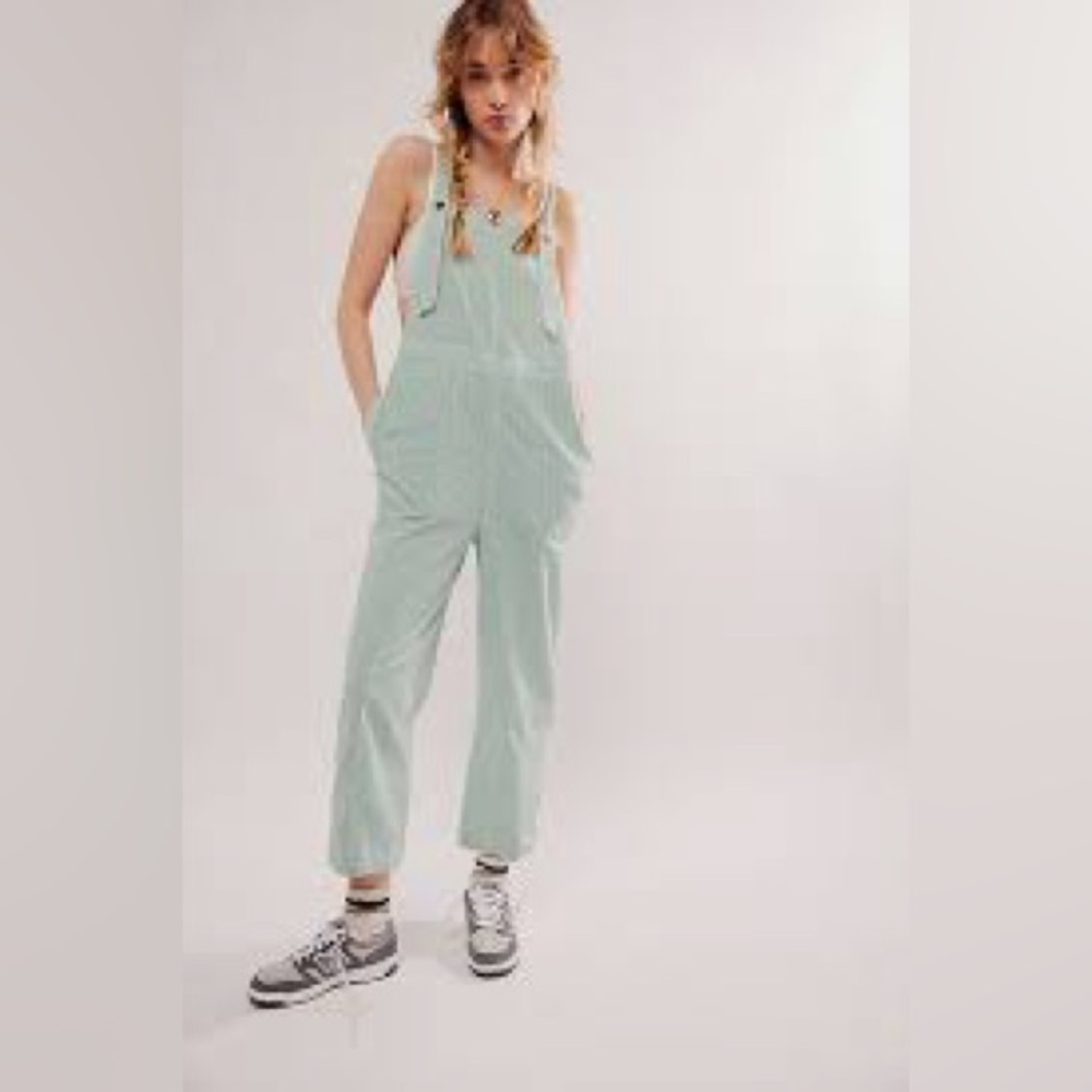 Free People Intown Mint Striped Jumpsuit Size Small NWT‎